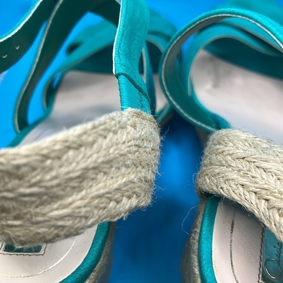 Jessica Simpson, teal, braided wedge, crossover sandal, size 11 - Picture 6 of 6